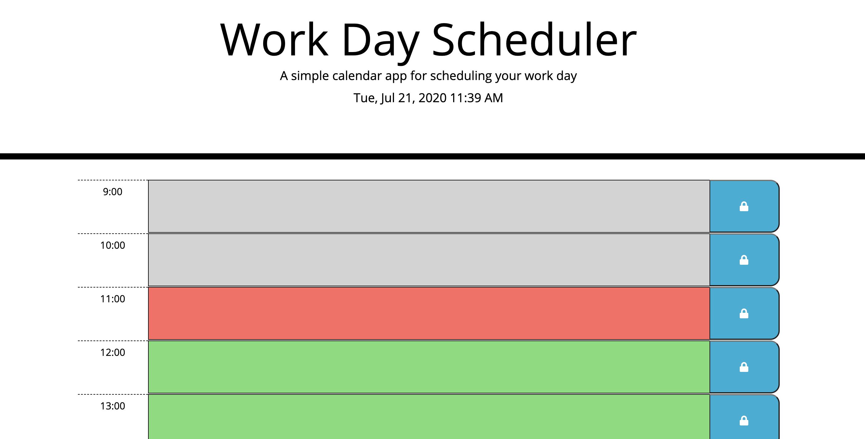 work day scheduler